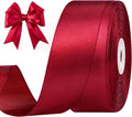 1-1/2 Inches 50 Yards Wine Red Satin Ribbon, Solid Fabric Ribbon Roll for Flower Bouquets, Gift Wrapping, Wedding, Handmade Crafts