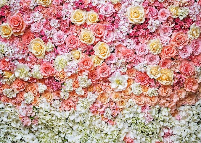 6 x 4 ft Flower Backdrop for Photography Pink Floral Flowers Girls Birthday Baby Shower Mother's Day Wedding Photo Background Cake Table Decoration Supplies Studio Props Banner