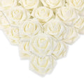 IPOPU Glitter Roses,50pcs Glitter Flowers Foam Rose with Stem for DIY Wedding Bridal Bouquet Home Party Christmas Decoration(Ivory)