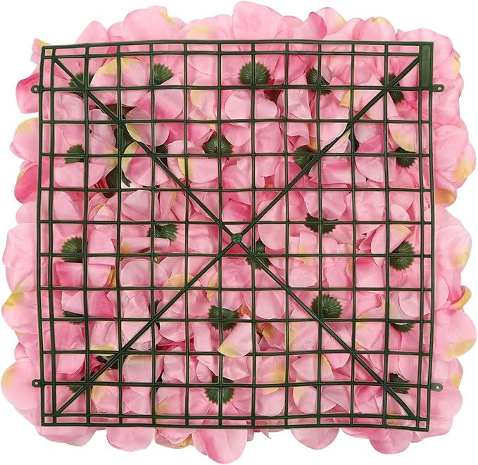 12Pcs Artificial Flower Wall Panel 3D Floral Backdrop Walls15 X 15" Flower Wall Decor Panel Flower Backdrop for Party Home Background Decor-Dark Pink, White