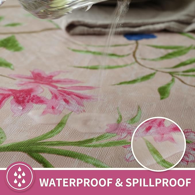 Rectangle Table Cloth,100% Waterproof Tablecloth Oil Proof Spill Proof Vinyl Table Cloth, Wipe Clean Plastic Table Cover for Dining, Camping, Indoor and Outdoor 54" x 102",Pink