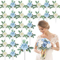 Zeyune 50Pcs Wedding Artificial Peonies 4 Inch Fake Silk Peony Faux Artificial Valentine Flower Bulk Rose Flower Head for Valentine Decoration Vintage Wedding Home Office(Blue and White)