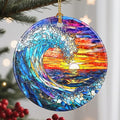 Christmas Ornaments, 2.8 Inch Ceramic Hanging Ornament, Christmas Tree Ornaments, Xmas Decorations, Holiday Decorations, Holiday Party Gifts, and Xmas Gift Ideas - Sunset On The Beach