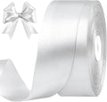 1-1/2 Inches 100 Yards Silver Satin Ribbon, Solid Fabric Ribbon Roll for Flower Bouquets, Gift Wrapping, Wedding, Handmade Crafts