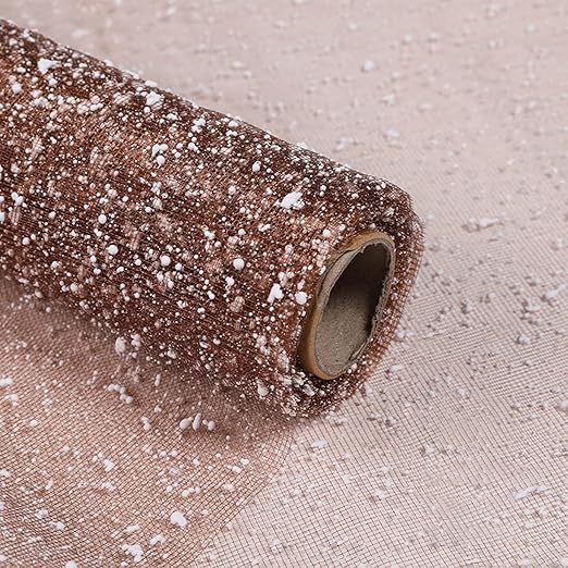 Flower Wrapping Mesh Florist Bouquet Gift Packaging DIY Snow Dot Yarn Floral Bouquet Craft Net Paper Florist Supplies 1Roll 19.7inch x 4Yard (Coffee)