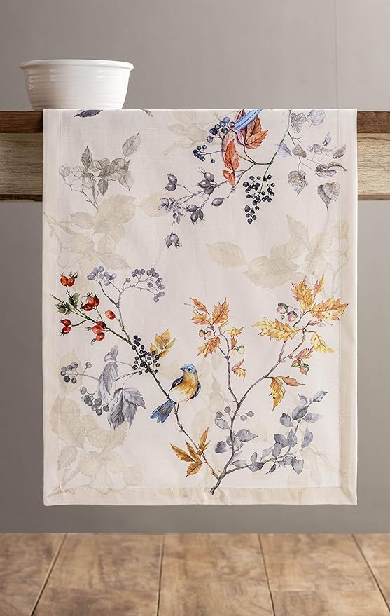 Maison d' Hermine Table Runner 100% Cotton Single Layer Table Runners 36 inches Long for Thanksgiving Christmas Decorations Home Kitchen Dining Party Wedding (Equinoxe - Beige, 14.5" x 36")