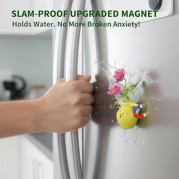 10-Pack Magnetic Mini Bud Vases Gift Set – Mixed Ceramic & Glass Holders for Fridge, Locker & Whiteboard – Upgraded Slam-Proof Magnets – Cute Bulk Gifts for Coworkers, Teachers & Office Decor