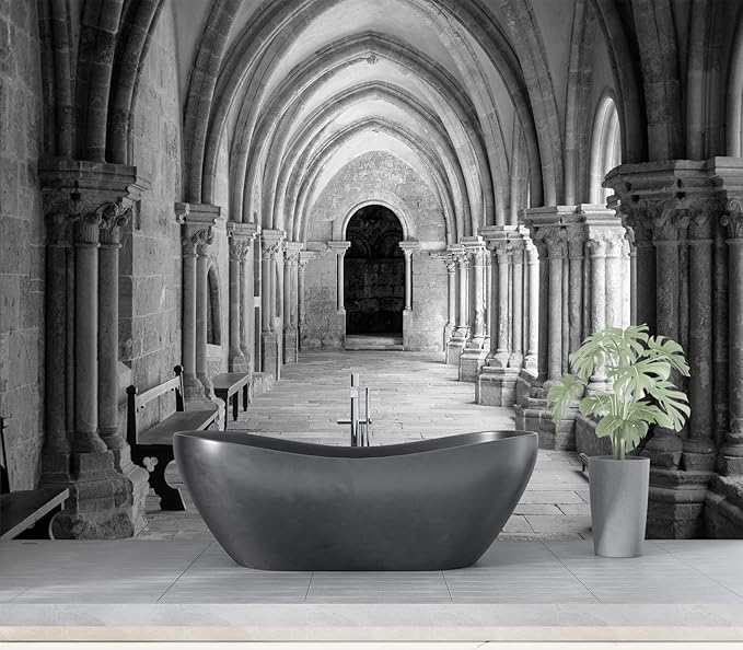 Eierme-Vaulted Ceiling Inside The Monastery, Panoramic View of Beautiful Arcades Peel and Stick 160" x 114"