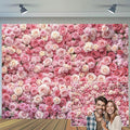 12x10ft Pink Flower Wall Backdrop Floral Rose Floral Photography Backdrops Girls Princess Birthday Baby Shower Wedding Bridal Shower Photo Background Mothers Day Picture Cake Table Decoration Banner