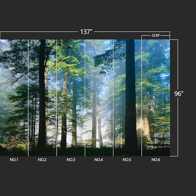Forest Landscape Wall murals Woodland Tree Peel and Stick Wallpaper for Bedroom Living Room - 96"x137"