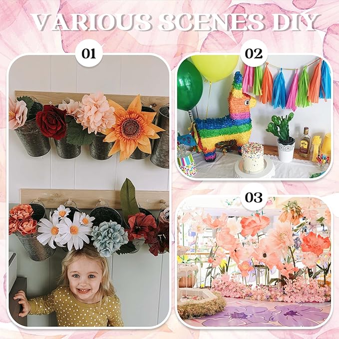 24 Colors Crepe Paper Rolls 10 x 98 Inch Crepe Paper Sheets Assorted Streamers with Floral Stem Wire and Green Floral Tapes DIY Flower Wrapping Paper for Birthday Party Wedding Festival Decoration