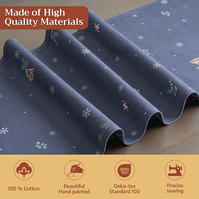 Maison d' Hermine Table Runner 100% Cotton Double Layer Table Runners 108 inches Long for Thanksgiving Christmas Decorations Home Kitchen Dining Party Wedding (Christmas Joy, 14.5" x 108")