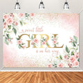 Avezano Girl Baby Shower Backdrop Pink Floral Sweet Baby Baby Shower Banner A Sweet Little Girl is on Her Way Party Decorations Banner (7x5ft)