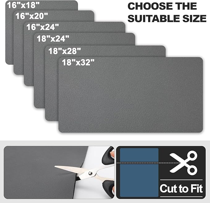 Dish Drying Mat for Kitchen Counter | Coffee Bar Mat for Countertops | Heat Resistant Drainer Mat with Non-slip Rubber Backed | Hide Stain Kitchen Absorbent Draining Mat | Dark Grey 18"x24"