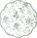 24Pcs Sage Green Floral Party Plates Vintage Floral Leaf Disposable Paper Plates Wildflower Toile 7" Scalloped Rim Dessert Plate for Christmas Birthday Bridal Tea Party Supplies