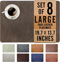 UnivoColors Washed Cowhide Pattern Faux Leather Big Size Placemats Set of 8, Waterproof Easy to Clean Anti-Slip PU Table Mats for Party Decoration19.7″×13.6″,Black Brown Retro Cowhide Pattern