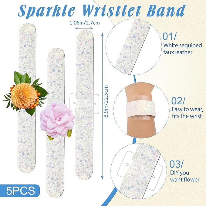 161 PCS DIY Wrist Corsage Making Kit with 5P Wrist Corsage Bracelets, Floral Wire and Cutter, Floral Tape, Pin, Ribbon for Wedding Party Boutonniere Supplies