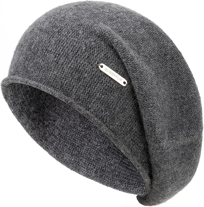 QUEENFUR Knit Slouchy Beanie Hats for Women Cashmere Ski Cap Knitted Wool Soft Warm Winter Hat
