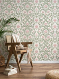 Floral Wallpaper Peel and Stick - 393.7" × 17.3" Pink and Green Wallpaper for Bedroom Decorative Self Adhesive Shelf Drawer Liner