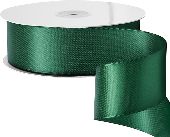 LIUYAXI Forest Green Stain Ribbon, 2" X Continuous 50 Yards, Double Faced Fabric Ribbon Use for Bows Bouquet,Christmas Gift Wrapping,Floral Arrangement