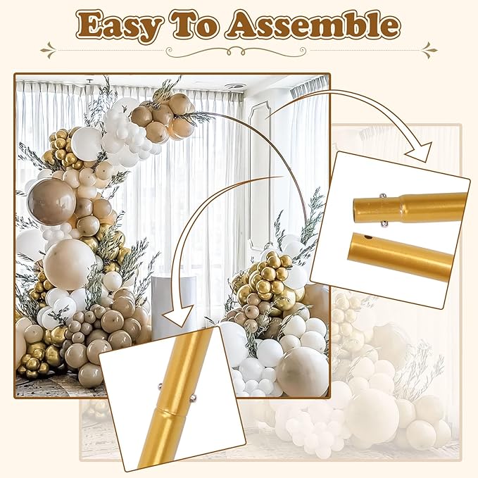 Round Balloon Arch Kit, 6.8ft (2.1m) Large Size Metal Golden Circle Balloon Arch Upgrade Round Backdrop Stand for Baby Shower Wedding Birthday Party Photo Background Decoration
