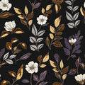Dark Floral Wallpaper Peel and Stick Vintage Gold Leaf Contact Paper Black Floral Wallpaper Waterproof Self-Adhesive Wall Covering for Bedroom Countertop Desk Cabinets 17.4" x 393"