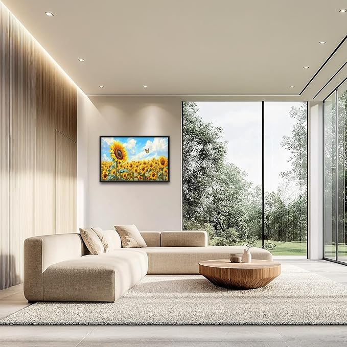 Sunflower Large Wall Art Sunflower Landscape Pictures Wall Decor Flower Canvas Floral Print Painting Modern Artwork Home Decoration for Bathroom Office Living Room Bedroom Framed 24"x36"