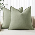 MIULEE Decorative Linen Pillow Covers 20x20 Inch Sage Green Boho Farmhouse Neutral Couch Throw Pillows for Bed Pack of 2 Accent Modern Pillowcase Summer Sofa Livingroom Home Decor