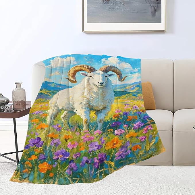 Goat Blanket Goat Throw Blanket Animal Soft Cozy Fleece Fuzzy Stuffed Plush Flannel Gifts for Girls Women Boys Kids Adults 50"X60"