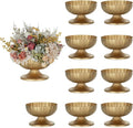 NUPTIO Distressed Gold Vases for Centerpieces: Rustic Brass Compote Vases for Flowers - Metal Pedestal Bowl Decor for Wedding Table Home Set of 10