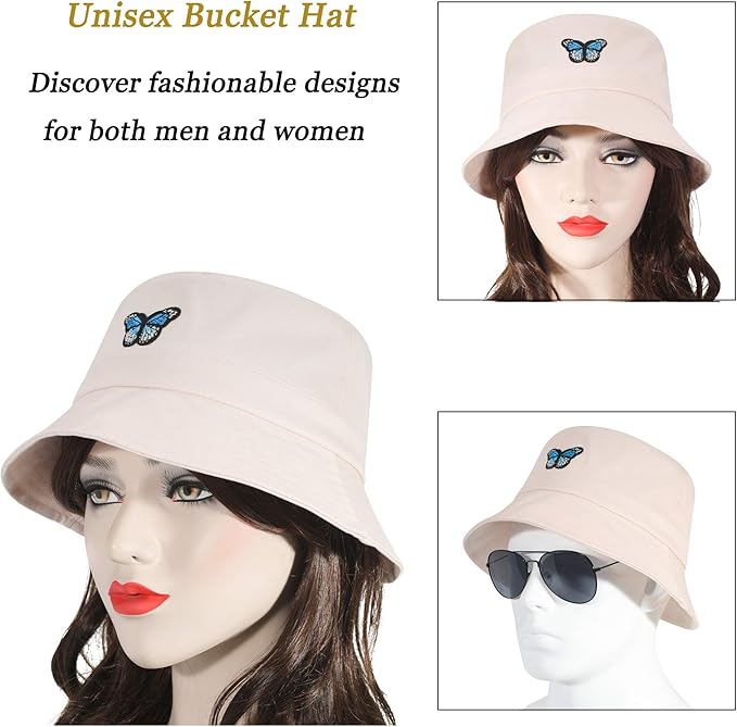 ZLYC Unisex Fashion Embroidered Bucket Hat Summer Fisherman Cap for Men Women