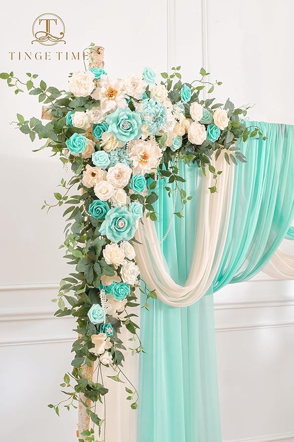 TINGE TIME Artificial Arch Flowers Kit Pack of 5, Wedding Decorations for Reception with Hanging Flowers, Wedding Arch Silk Floral Arrangements Ceremony Backdrop Bridal Shower Outdoor Party Decor