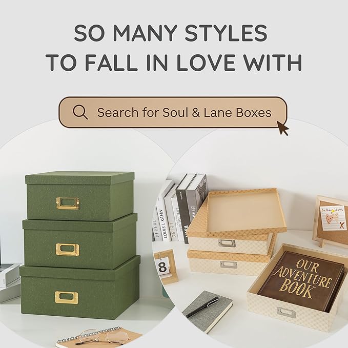 Soul & Lane Decorative Storage Cardboard Boxes with Lids | Summer Bouquet - Set of 3 | Paperboard Nesting Boxes for Organizing