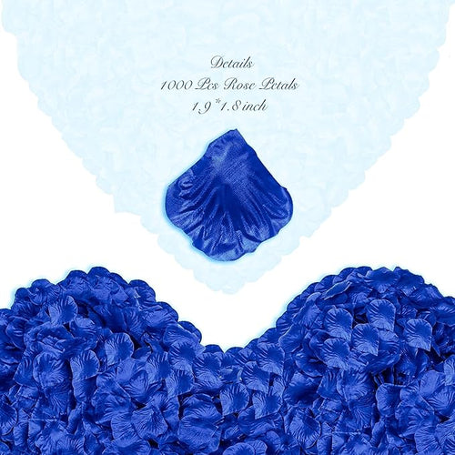 1000Pieces Rose Petals, Artificial Flower Petals Fake Rose Petals for Romantic Night,Wedding,Proposal Anniversary Flower Decorations (Dark Blue) 1
