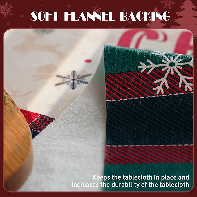 Christmas Rectangle Table Cloth,100% Waterproof Tablecloth,Christmas Decorations for Home, Vinyl Tablecloth Plastic Table Cover for Party，Picnic,Dining,Outdoor 54" x 120",Crimson Checked