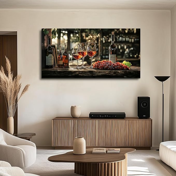 hyidecorart Wall Art For Kitchen Wall Decor For Living Room Wine Glass Wall Dining Room Painting Still Life Goblet Canvas Wall Pictures Sunrise Sunset Landscape Poster Bar Restaurant Decoration