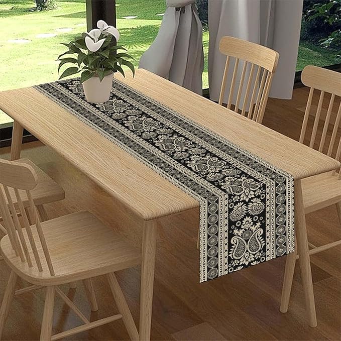 Vintage Paisley Table Runner, Retro Damask Vintage Boho Farmhouse Rustic Table Center Decor for Home Kitchen Dining Patio Holiday Party Indoor Outdoor Table Decorations 13x36 inch