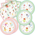 40Pcs Fairy Birthday Party Decorations Pink Flower Baby Shower Paper Plates and Napkins Party Supplies Fairy First Birthday Decorations
