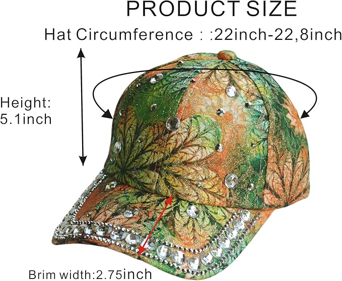 Bling Baseball Caps for Women, Rhinestone Summer Flower Baseball Hat, Adjustable Spring Fall Denim Sequin Jean Hat