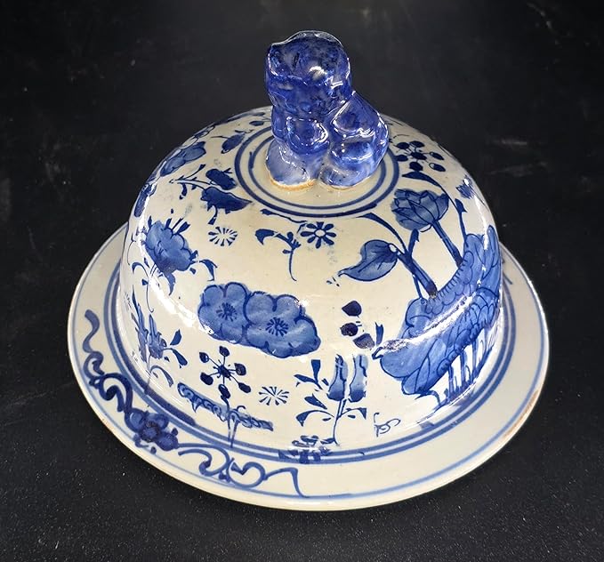 19" Antique Like Finish Blue and White Ginger Jars Porcelain Temple Ceramic Ginger Jar Vase, China Ming Style, Lotus and Flowers Jingdezhen(L5)