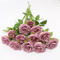 12pcs Artificial Rose Flower Mauve Rose Flower with Long Stem Silk Roses Bouquet for Wedding Bridal Shower Party Home Decoration