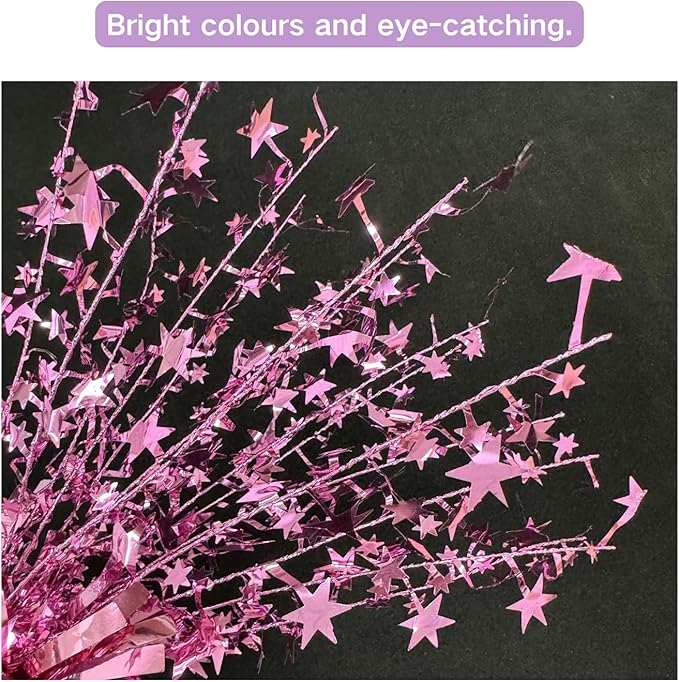 ALISSAR 4-Pack Glitter Pink Star Centerpieces-Table Decorations for Home Decor Birthday Wedding Anniversary Decor (Pink)