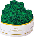 Eterfield Forever Flowers in Heart Shape Box, Preserved Roses That Last a Year Preserved Flowers Birthday Gifts for Her Mom Women Wife Anniversary Valentines Day Mothers Day (16 Roses, Blackish Green)
