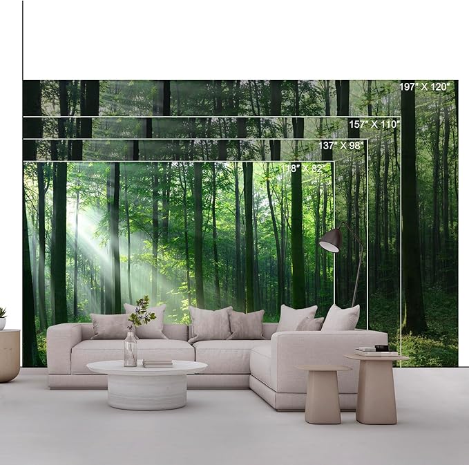 Forest Wall Murals Peel and Stick Forest murals Removable Waterproof Large Wallpaper for Living Room Bedroom (Color-4, 157×110 inch)
