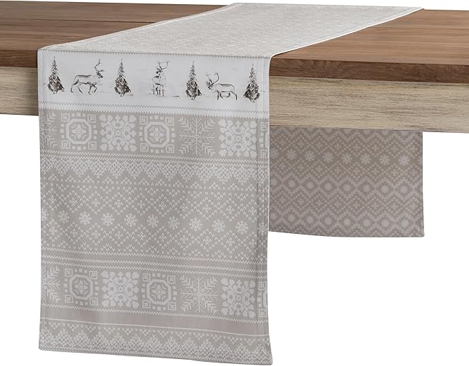 Maison d' Hermine Table Runner 100% Cotton Double Layer Table Runners 108 inches Long for Thanksgiving Christmas Decorations Home Kitchen Dining Party Wedding (Cozy Christmas, 14.5" x 108")