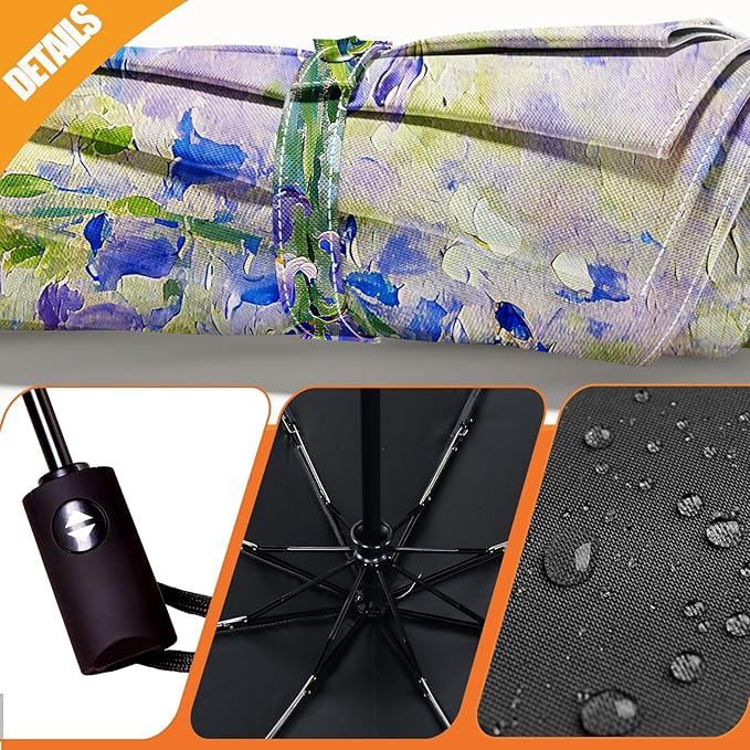 Small Compact Travel Automatic Folding Umbrella for Women, Portable Lightweight, Rain, Wind, UV Sun Shade