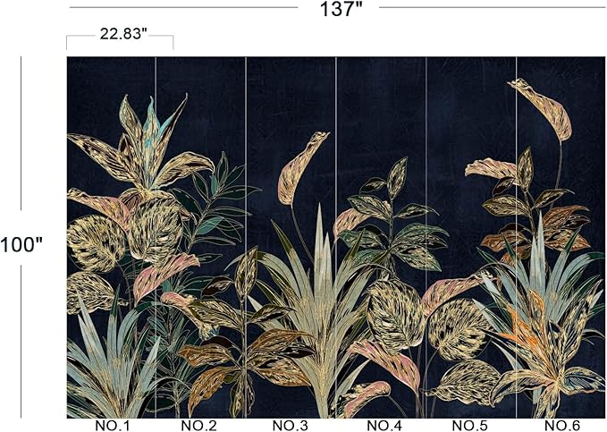 Tropical Plant Flowers and Leaves Wallpaper for Bedroom 137" x 100"