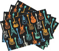 Colorful Guitar Placemats Set of 4, Placemats for Dining Table,Heat Resistant Stain Resistant Wipeable Table Mats for Kitchen Dining Holiday Party Home Decor,12x18 Inch