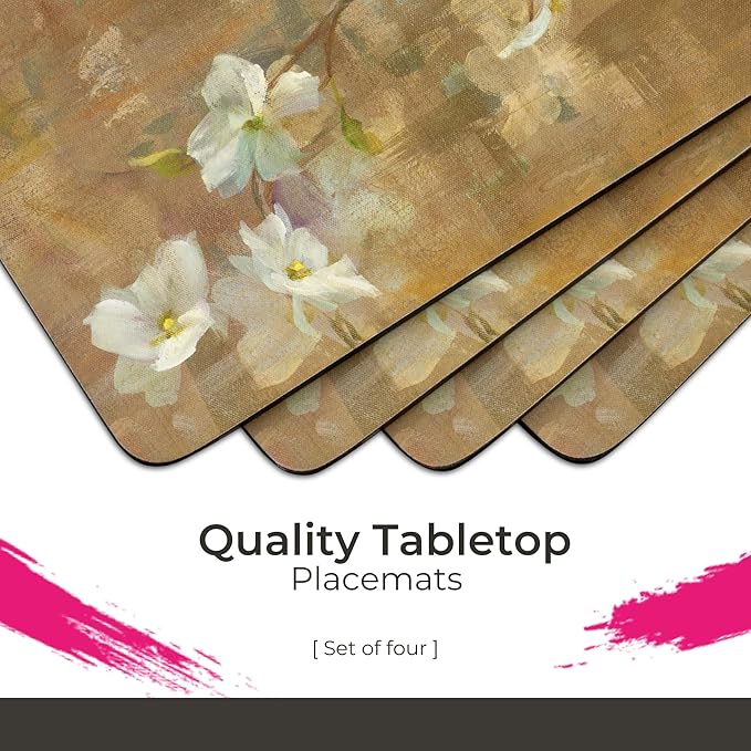 Pimpernel Exclusive Art Collection Placemats & Coasters Set – (15.7" x 11.7") Cork-Backed Boards with Lacquered Finish, Heat & Stain Resistant Table Mats for Dining, Kitchen & Coffee Accessories