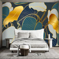 Golden Leaf Wall murals Peel and Stick Modern Wallpaper for Bedroom Living Room - 96"x137"